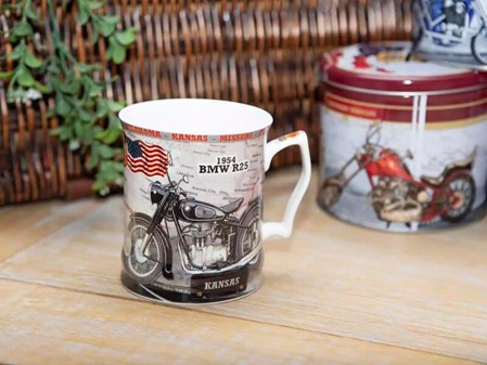 KRUS MED BILLEDE. Eksklusivt Porcelænskrus med BMW R25 Motorcykel