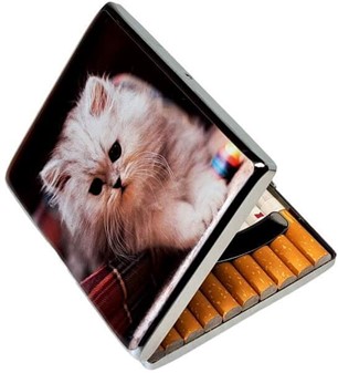 Billige metal cigaretetui med søde katte billeder. Til 20 cigaretter