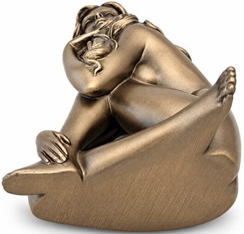 Romantisk bronzefigur. Sensuel kvindeakt i kunstnerisk lille form