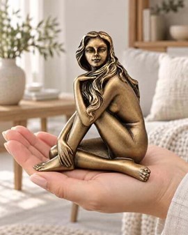 Romantisk bronzefigur. Sensuel kvindeakt i kunstnerisk lille form