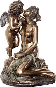Engel kysser jomfru. Enestående Veronese bronze pyntefigur til gave