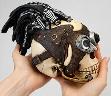 Steampunk kranie figur. Unik dekoration og smuk gave til ham