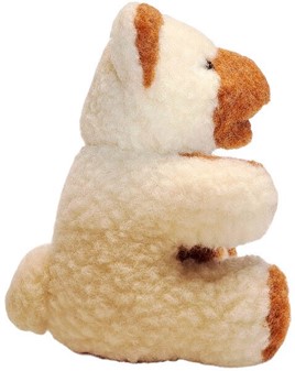 BILLIGE MASKOTTER. Lille hvid-brun bamse. Smuk gave af uld. Kun 199 kr