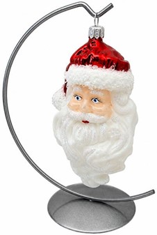 Klassisk juletræspynt. Glas figur af julemandens hoved. H 12,30 cm