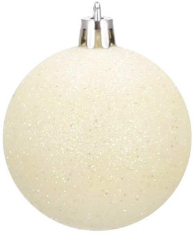 Juledekoration til juletræ. Julekugler cremefarvet. Ø 4 – 6 cm. 30 stk