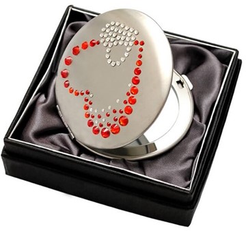 Elegant lommespejl med to hjerter. Lille valentinsdag gave til hende