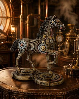 Enestående Steampunk Hest: Unik Bronze Kunst – Drømmenes Mekanik!