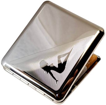 BEDSTE GAVER TIL MANDEN. Billig, smuk tysk metal cigaretetui med dame