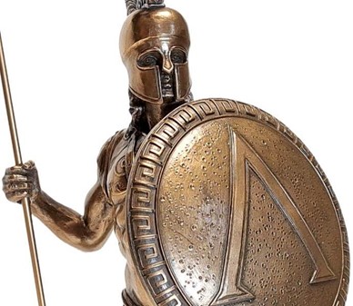 GODE IDEER TIL INDRETNING. Bronze figur af spartanske kriger med spyd