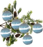 Blåfarvet blank plast julekugler med unik hårstruktur. 4,5 cm, 6 stk