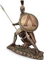 Leonidas Figur. Imponerende Spartanske Konge i Bronze