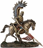 Udsøgt bronze figur af Hussar, polsk kriger på heste. God gave til ham