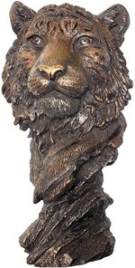 GAVE TIL CHEFEN. Dekorative og majestætisk bronze buste af tigerhoved