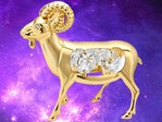 STJERNETEGN FIGUR VÆDDER. Forgyldt Vædder med Swarovski Krystaller
