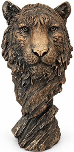 Bronze buste af tiger. Eksklusiv stuepynt og kontordekoration