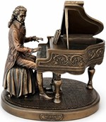 STUE INDRETNING. Unik og realistisk skulptur af Mozart ved klaveret