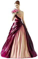 Royal Doulton figur. Smuk dame med en buket roser i en lilla kjole