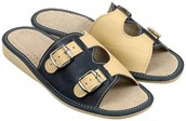 SANDALER DAME. Beige/marineblå kvinder sandaler med to spænder, 149 kr