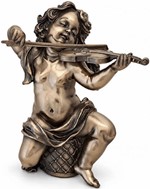 PERFEKT JULEGAVER. Smuk bronze figur af en engle spiller violin