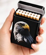 Dyremotiv Cigaret etui Metal. Løve, Ørn, Prærieulv. Sæt 3 stk