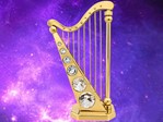 BILLIGE FØDSELSDAGSGAVE IDEER. Forgyldt harpe med Swarovski krystaller