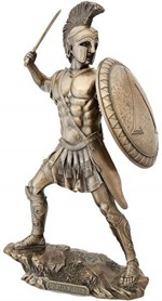 KRIGER FIGUR. Bronze skulptur af spartansk kriger med skjold og sværd