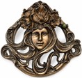 VÆGPYNT. Fantastisk dekorative Art Nouveau spejl med kvindes ansigt