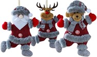 Juletræsophæng. Julemand, bamse og rensdyr i julekostumer. H: 17 cm