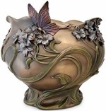 ART NOUVEAU VASE. Unik Veronese vase med blomster og sommerfugl