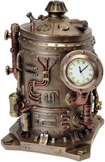 STEAMPUNK. Dekorativ figur af mystiske Steampunk maskine med et ur