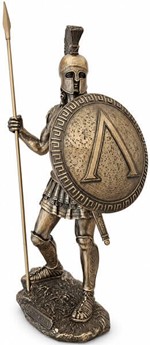 GODE IDEER TIL INDRETNING. Bronze figur af spartanske kriger med spyd