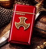 Unik rød turbo lighter. Elegant gave til hende med kraftig flamme