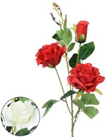 Charmerende kviste af kunstige høje roser i hvid og rød. H: 78 cm