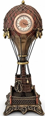 PEJS DEKORATION. Dekorativ ballon med ur. Steampunk bronzefigur