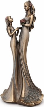 BRYLLUPSFIGUR. Smuk bryllupsgave, bronzefigur Bruden med brudepige