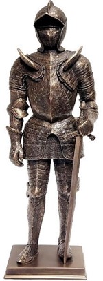 JULEGAVE TIL VEN. Bronze figur af herlige middelalderridder i rustning