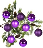 Julekugler plast purple blank, mat og gliter Ø 4,6 til 5 cm, 12 stk